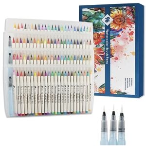 96 Count Watercolor Brush Pens Assorted Colors Water Marker Art Craft
